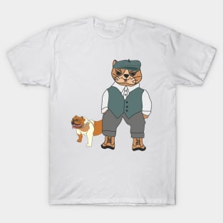 Elegant cat with English bulldog T-Shirt